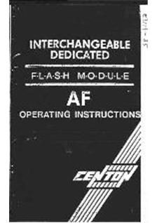 Centon FH Flashgun Modules manual. Camera Instructions.
